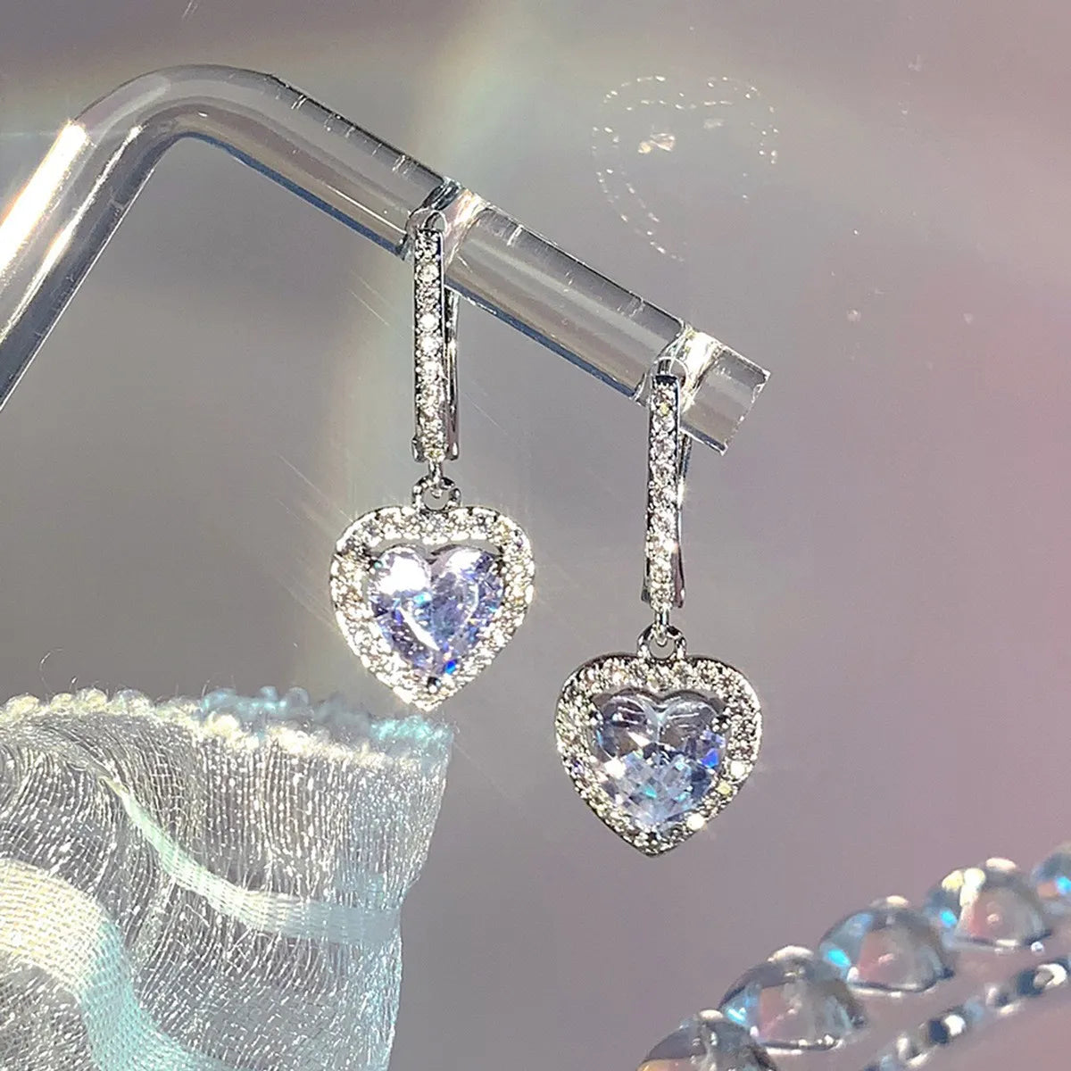 Elegant Heart-Shaped Electroplated Earrings for Women