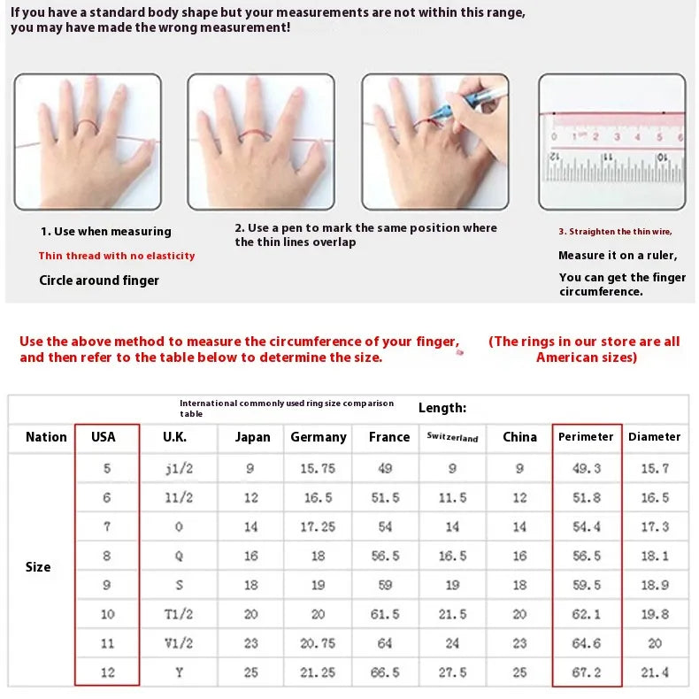 Elegant Women's Zircon Ring in White Gold (Sizes 6-10)