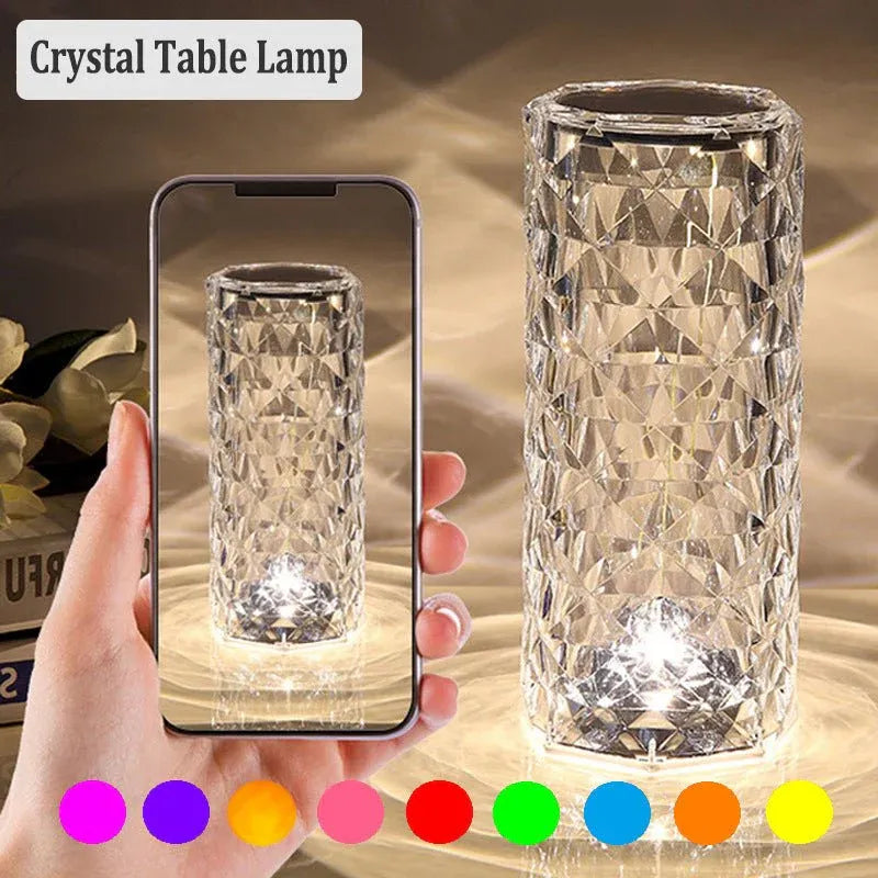 Rechargeable LED Crystal Table Lamp with Color Modes