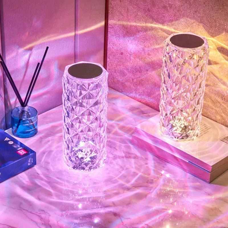 Rechargeable LED Crystal Table Lamp with Color Modes