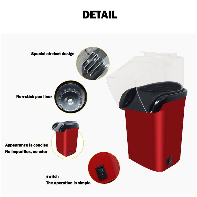 Electric Hot Air Popcorn Maker – Oil Free Snack in 3 Mins