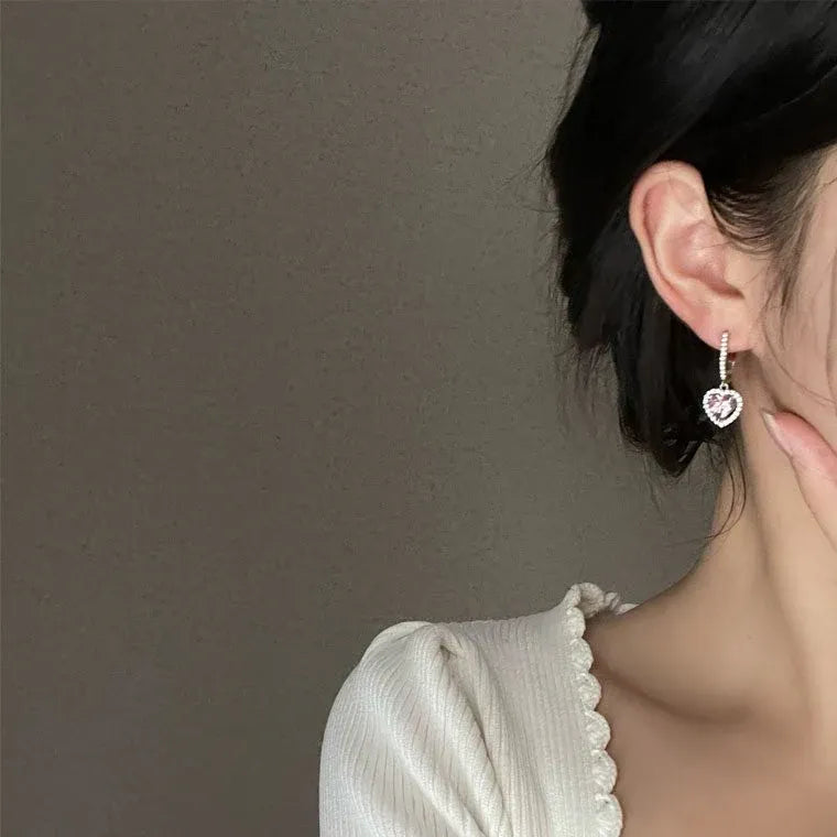 Elegant Heart-Shaped Electroplated Earrings for Women